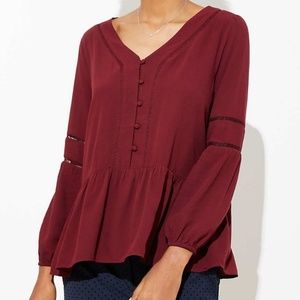 LOFT maroon peplum blouse size small